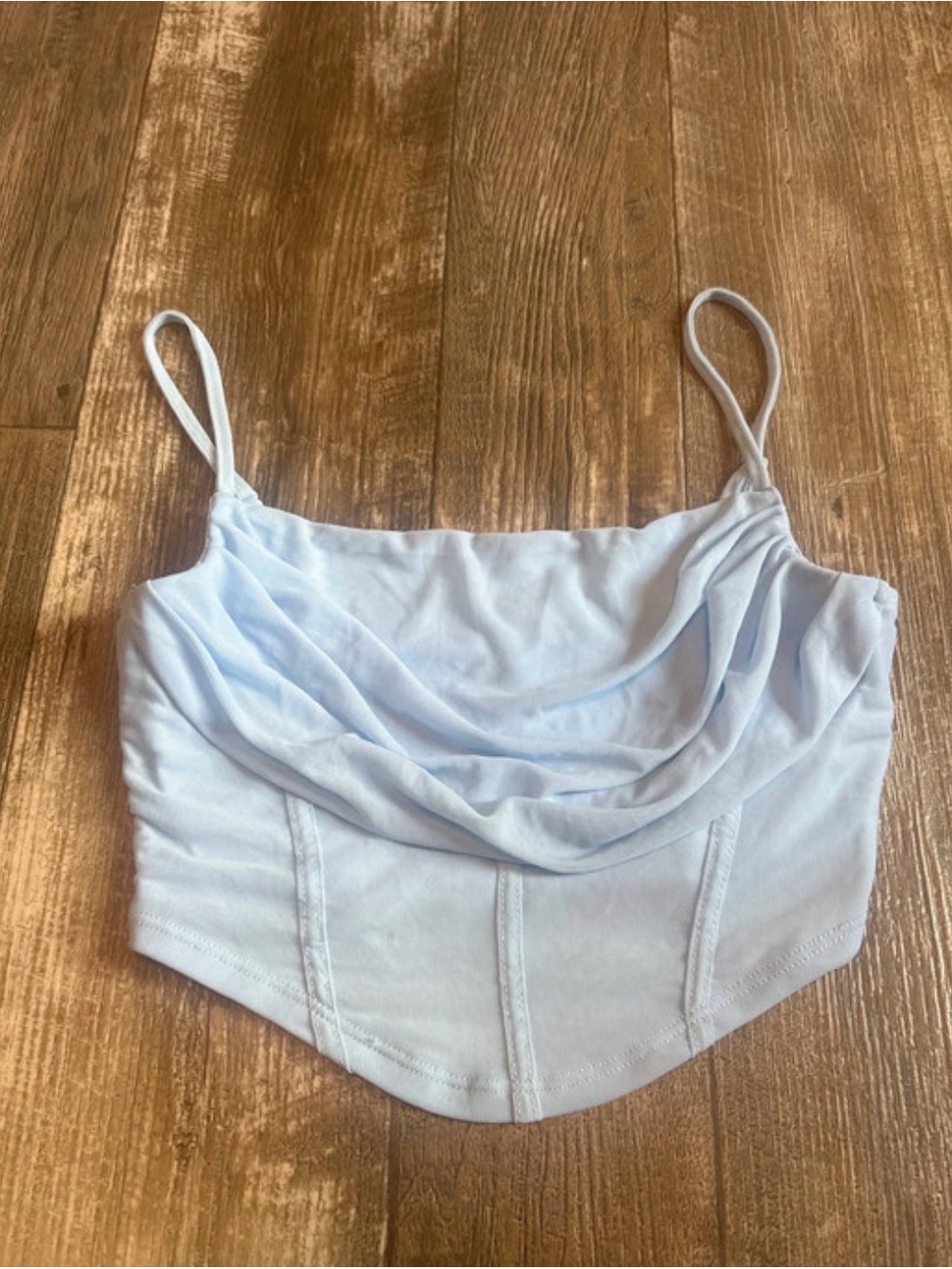 SHEIN Light Blue Draped Cowl Crop Camisole